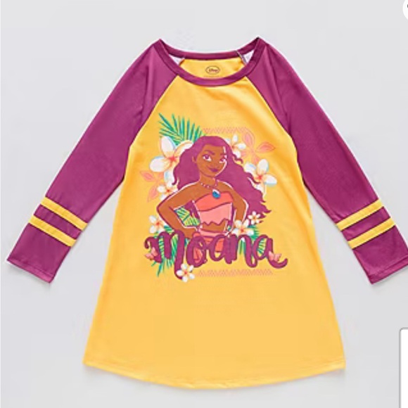 Disney Collection Girls Moana Maroon and Yellow Nightgown size 5/6-NWT - Picture 2 of 7